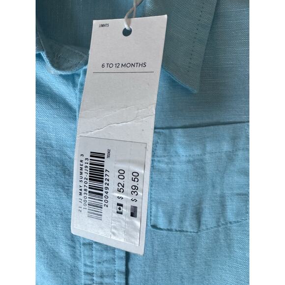 Jamie & Jack Linen Roll-Cuff Shirt Radiance Blue 6-12 Months NWT - Picture 4 of 13